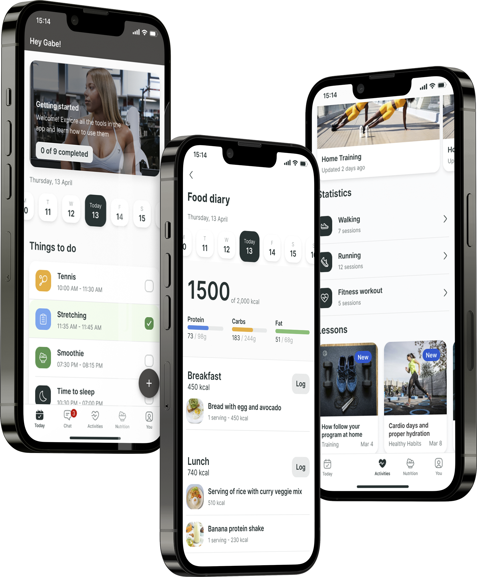 A mockup of the coaching app showcasing the features.